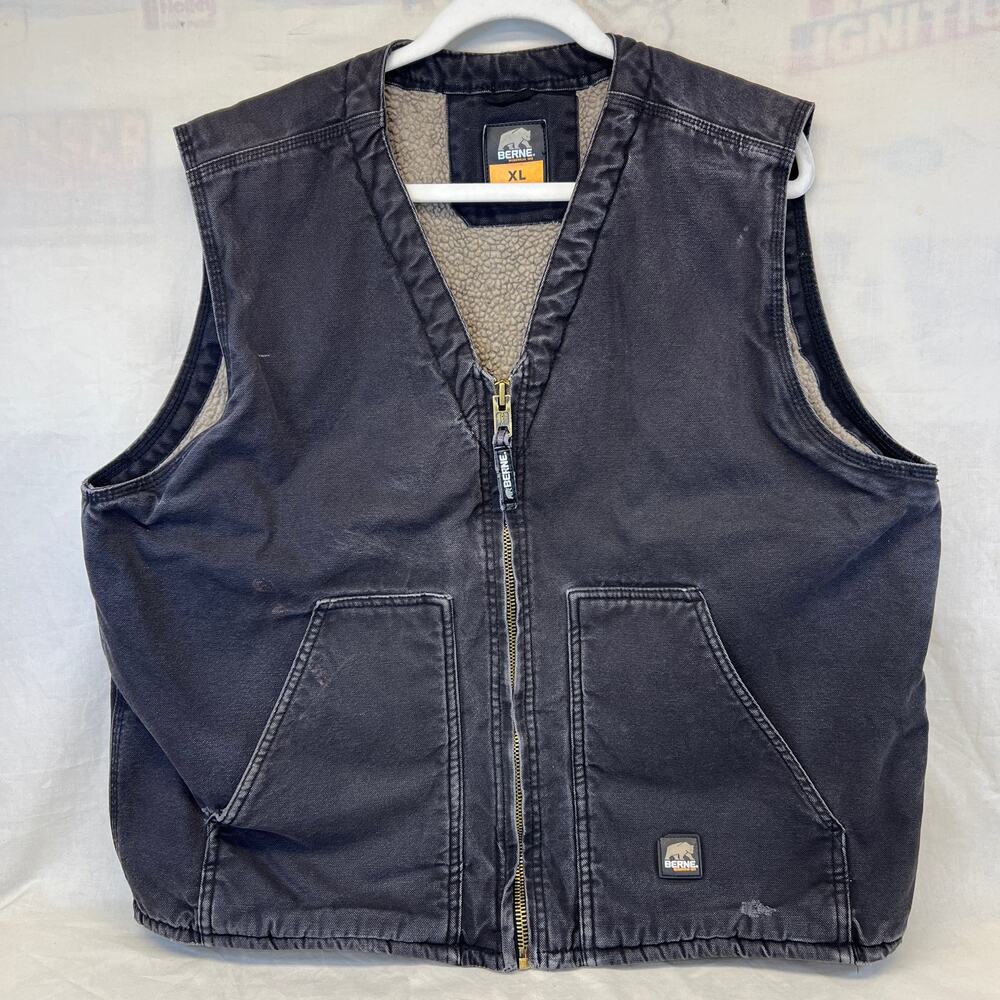 Berne Vest Sherpa Lined Black Canvas Size XL